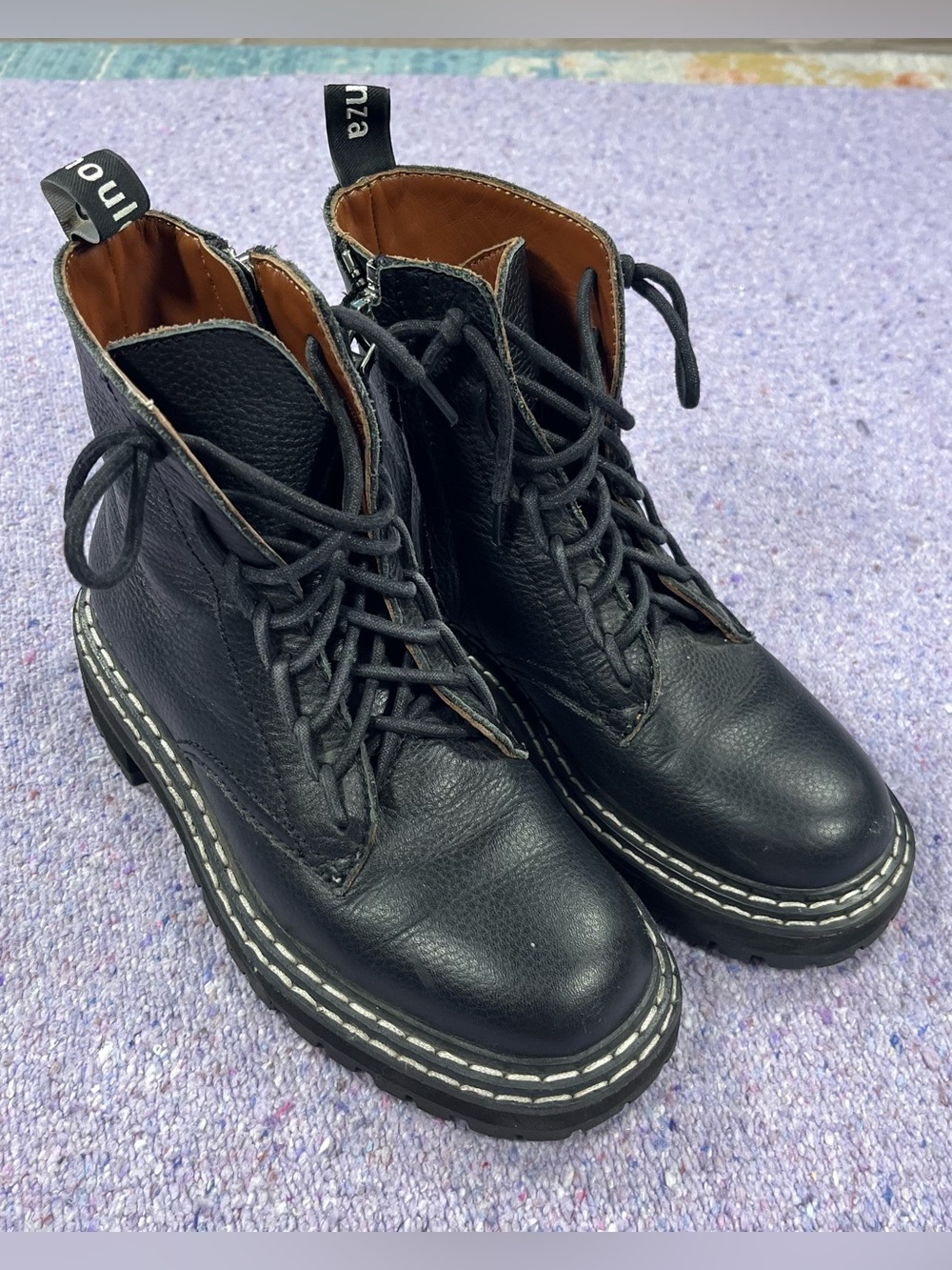 Proenza Schouler Black Lace Up Combat Boots Size 35 / US Size 5